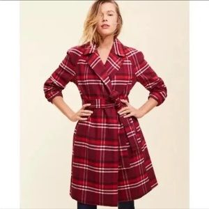 Ann Taylor Factory Red Plaid Coat NWT